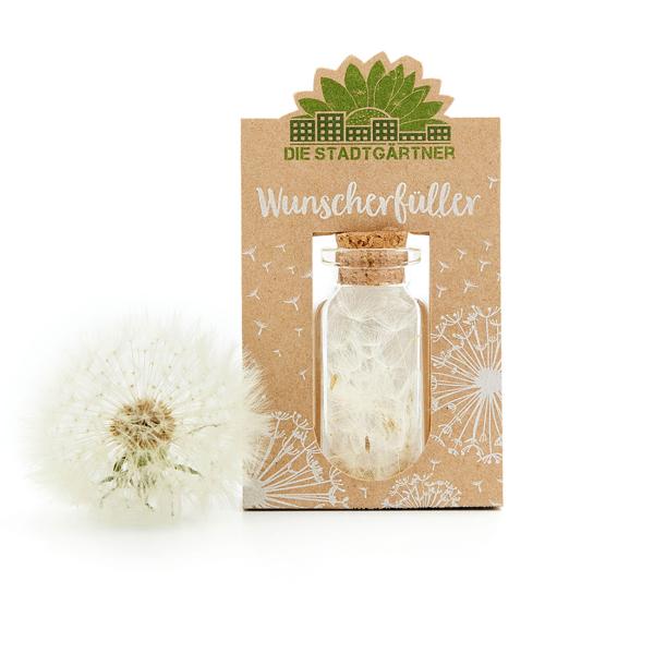 Wunscherfüller Glas mit Korkverschluss - Natürliche Pusteblume, handgefertigt in Deutschland - Ideales Geschenk Hochzeit, Geburtstag, Taufe - Ø2.1x5.2cm