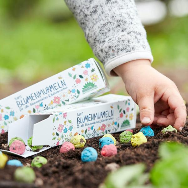 Blumenmurmeln 25er-Set für Kinder – Bunte Saatbomben zum einfachen Pflanzen vielfältiger Blumen – 24 Sorten, 100% Naturmaterialien, handgefertigt