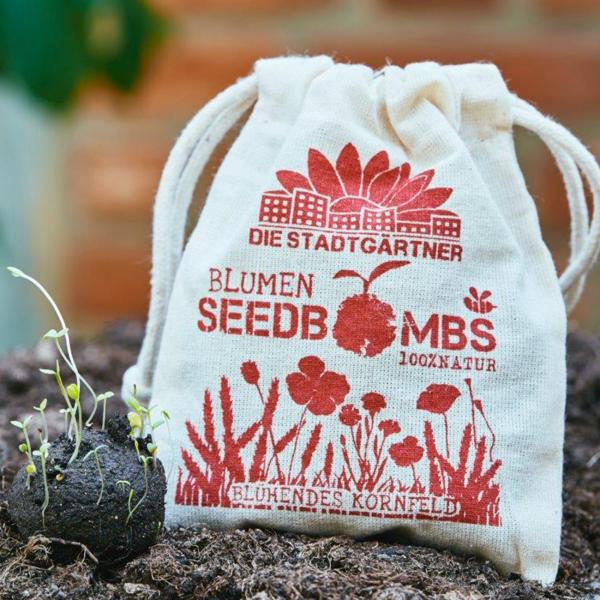 Samenbomben blühendes Kornfeld 8er-Set - Saatbomben Wildblumenmischung für Garten & Balkon - 21 Saatgutarten, 100% Naturmaterialien, handgefertigt