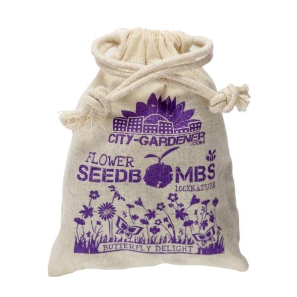 8er-Set Samenbomben Schmetterlingswiese - Paradies für Bienen & Schmetterlinge - 39 Saatgutarten - 100% Naturmaterialien im Jutebeutel - Handgemacht