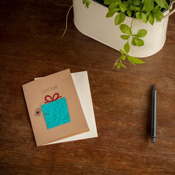 Gutscheinkarte mit Saatgut für Blumen - Originelles Geschenk mit Blumensaat zum Einpflanzen - Umweltfreundlich, in Deutschland gefertigt