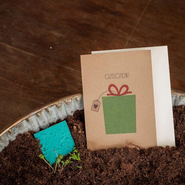 Gutscheinkarte mit Saatgut für Blumen - Originelles Geschenk mit Blumensaat zum Einpflanzen - Umweltfreundlich, in Deutschland gefertigt