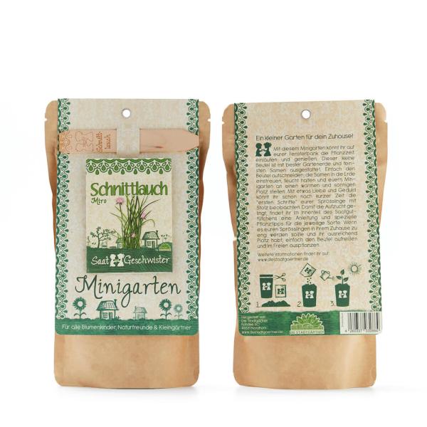 Saatgut Set Schnittlauch Komplett-Set - Anzucht für Kräutergarten Aussenbereich - Inkl. Gartenerde, Samen, Anleitung & Pflanzstäbchen - 100% Naturmaterialien