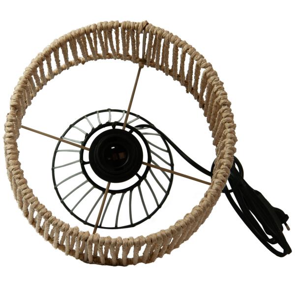 Vintage Tischleuchte Seil - Industrial Design Tischlampe mit Metallrahmen, 3 Beinen & Seilschirm 36cm hoch - Exklusives Ambiente - Braun/Schwarz