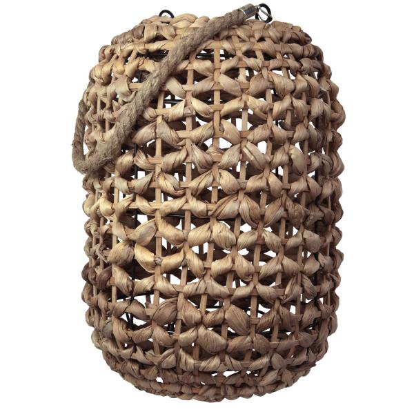 Windlicht Natur aus Rattan - Gemütliche Atmosphäre & hübsches Schattenspiel - Henkel aus Jute - Ø 24 x 36 cm - Für Kerzen mit Kerzenglas