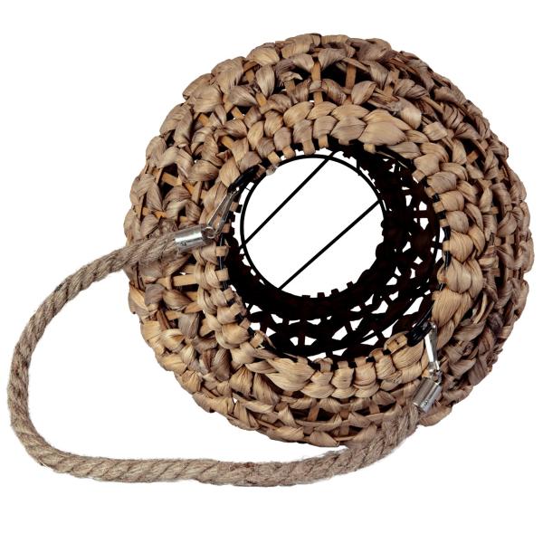 Windlicht Natur aus Rattan - Gemütliche Atmosphäre & hübsches Schattenspiel - Henkel aus Jute - Ø 24 x 36 cm - Für Kerzen mit Kerzenglas