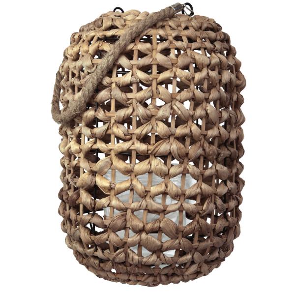 Windlicht Natur aus Rattan - Gemütliche Atmosphäre & hübsches Schattenspiel - Henkel aus Jute - Ø 24 x 36 cm - Für Kerzen mit Kerzenglas