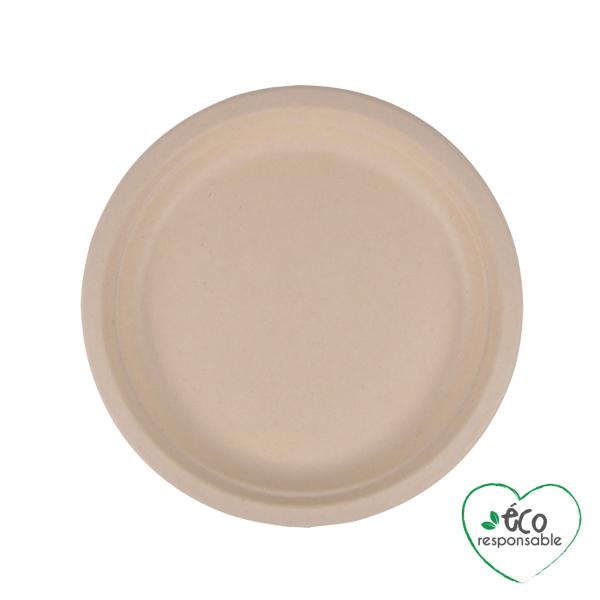 Zuckerrohr Teller 12er-Set - Biologisch abbaubar - Ø 18 cm - Robust für kalte & warme Speisen - Ideal für Partys & Catering - Umweltfreundlich