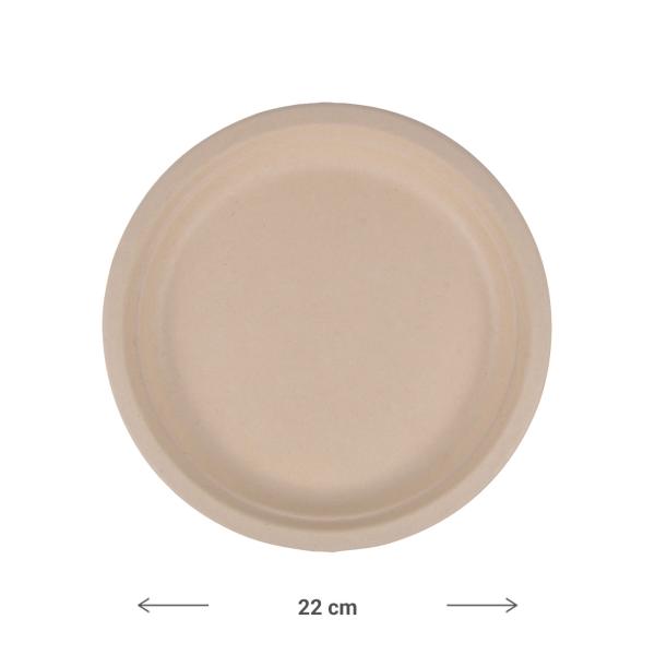 Zuckerrohr Teller 12er-Set - Biologisch abbaubar & kompostierbar für Events, Partys & Catering - Robust, Ø 22cm - Umweltfreundlich