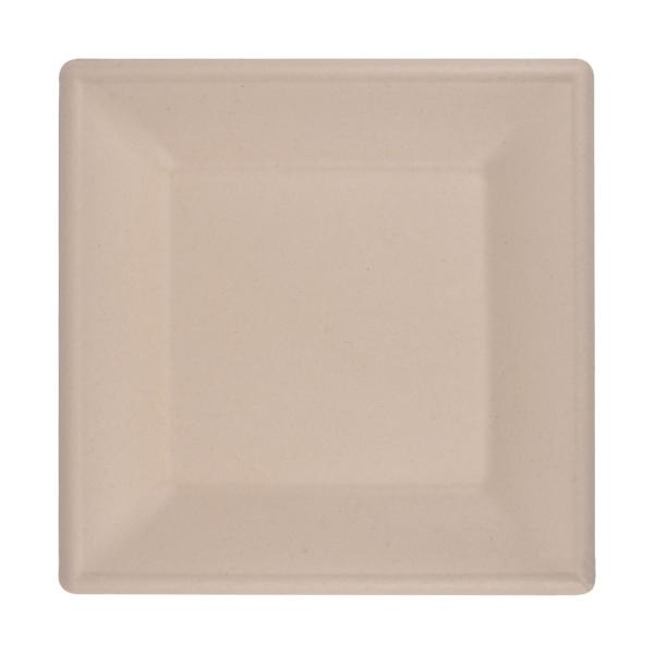Zuckerrohr Teller eckig 12er-Set - Biologisch abbaubar kompostierbar - Nachhaltig für Party Catering Mikrowelle - 15x15cm heiss & kalt
