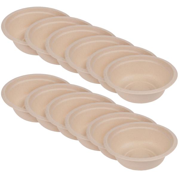 Zuckerrohrschüsseln 12er-Set - Biologisch abbaubare Teller für Partys & Catering - Umweltfreundlich, 350ml - Für heisse & kalte Speisen