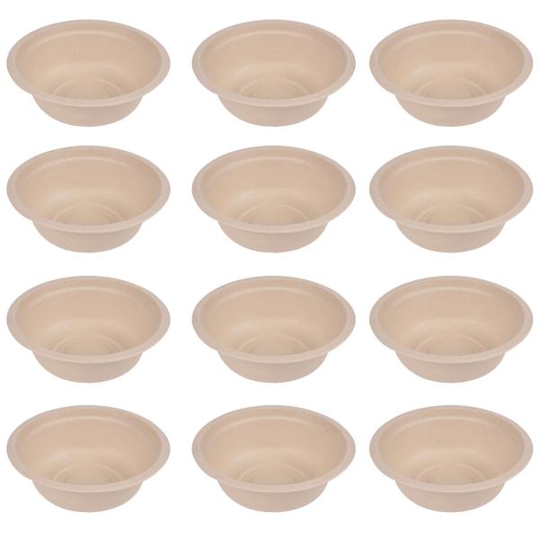 Zuckerrohrschüsseln 12er-Set - Biologisch abbaubare Teller für Partys & Catering - Umweltfreundlich, 350ml - Für heisse & kalte Speisen