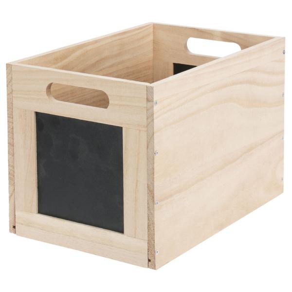 Holz-Aufbewahrungsbox mit Kreidetafel - Box zum Beschriften für individuelle Organisation & Aufbewahrung - Schwarz/Braun - 30x20x20cm