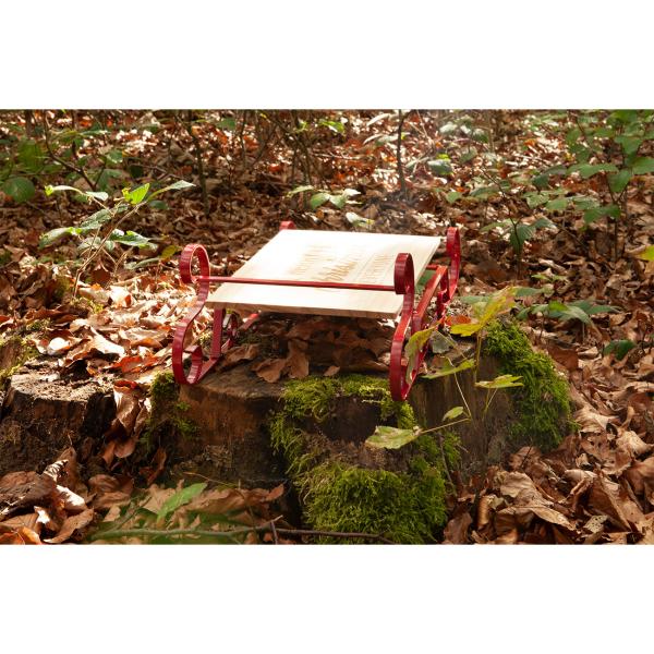 Serviertablett Weihnachtsschlitten - festliches Servieren von Speisen & Getränken - Buchenholz, Metallkufen, 46x21x14cm - Merry Christmas Everyone