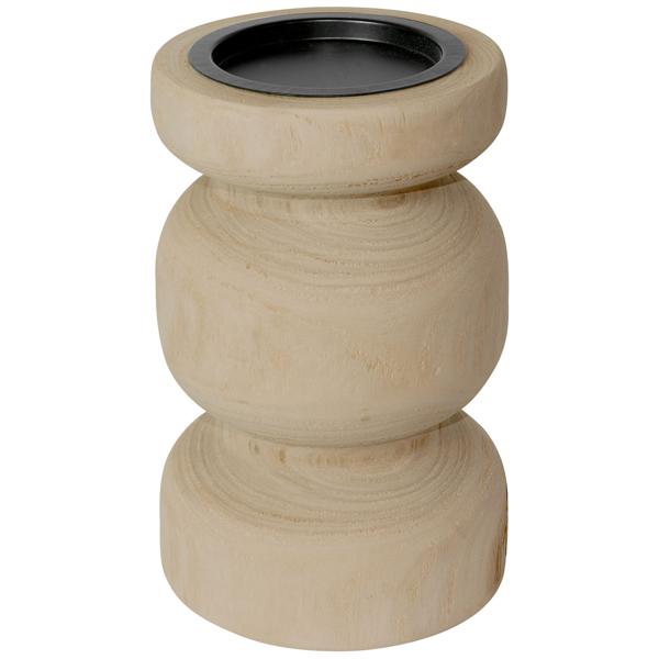 Kerzenständer Paulowniaholz Natur - Edler Kerzenhalter für Kerzen bis Ø 8 cm - Rustikal & langlebig - Braun, Ø 12x20 cm - Zuhause Dekoration