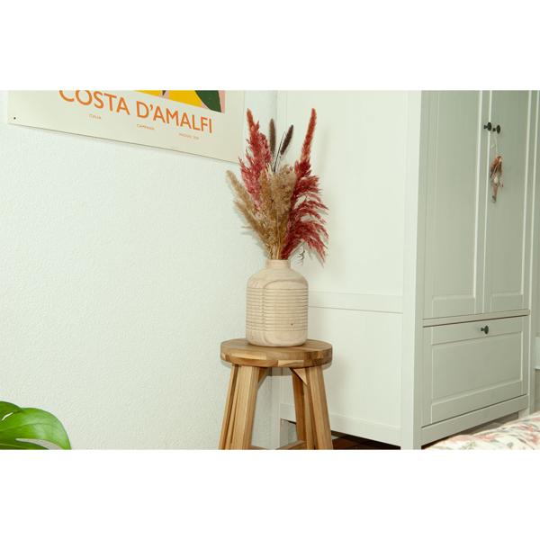 Blumenvase Paulowniaholz - Feine 3D-Verzierung - Braun - Stilvolle Deko für frische Schnitt- Blumen & Trockengestecke - Ø 15x21cm