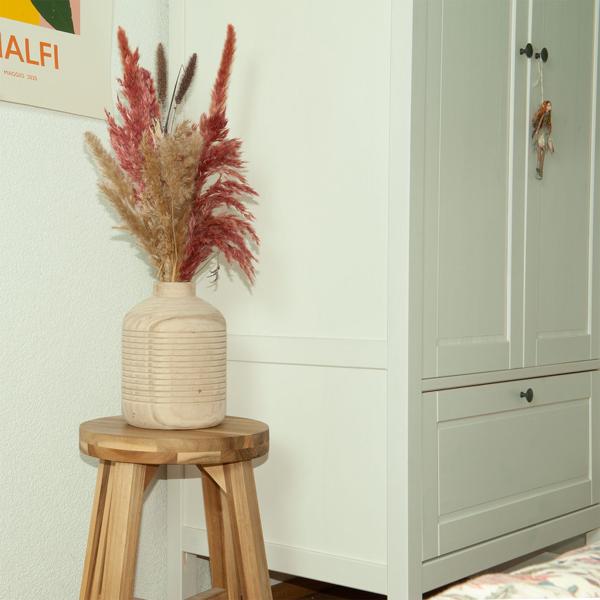 Blumenvase Paulowniaholz - Feine 3D-Verzierung - Braun - Stilvolle Deko für frische Schnitt- Blumen & Trockengestecke - Ø 15x21cm