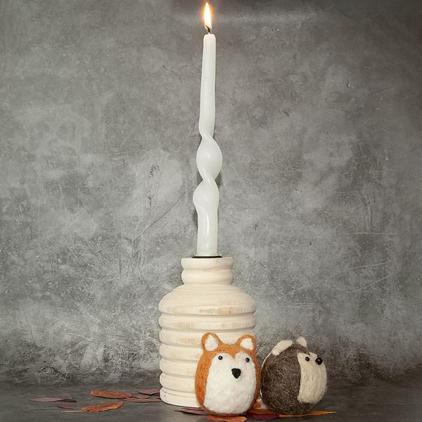 Paulowniaholz Kerzenständer braun – Edler Kerzenhalter extravaganter Form – Robust, langlebig, kratzfest, Ø 10x15,5 cm – Für Wohnzimmer, Bad, Flur