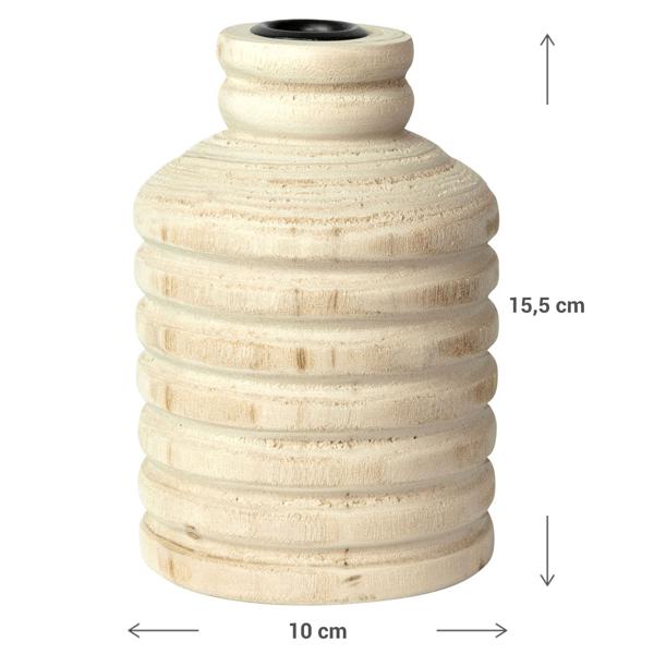 Paulowniaholz Kerzenständer braun – Edler Kerzenhalter extravaganter Form – Robust, langlebig, kratzfest, Ø 10x15,5 cm – Für Wohnzimmer, Bad, Flur