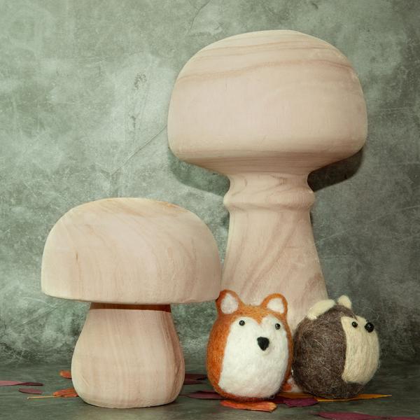 Deko Figur Pilz aus Paulowniaholz - Rustikale Holz Dekoration braun - Für gemütliches Ambiente drinnen & geschützten Aussenbereich - Ø 15x27cm