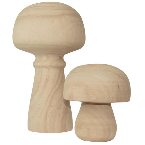 Deko Figur Pilz aus Paulowniaholz - Rustikale Holz Dekoration braun - Für gemütliches Ambiente drinnen & geschützten Aussenbereich - Ø 15x27cm