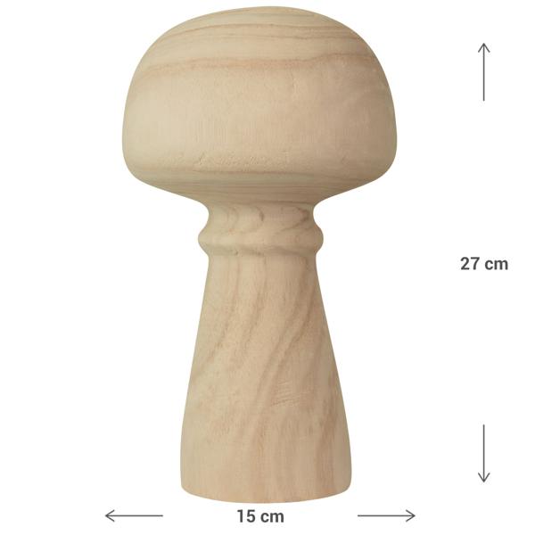 Deko Figur Pilz aus Paulowniaholz - Rustikale Holz Dekoration braun - Für gemütliches Ambiente drinnen & geschützten Aussenbereich - Ø 15x27cm