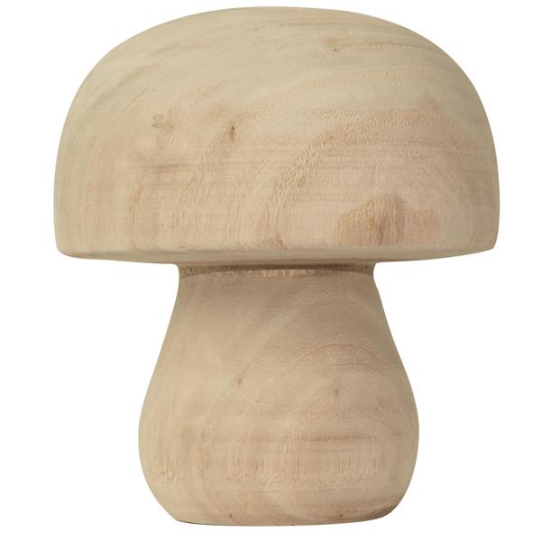 Deko Figur Pilz aus Paulowniaholz - Handgefertigt, hübsche Maserung, braun - Stimmungsvolle Holz Dekoration für Fenstersims & Tisch, 12x14cm