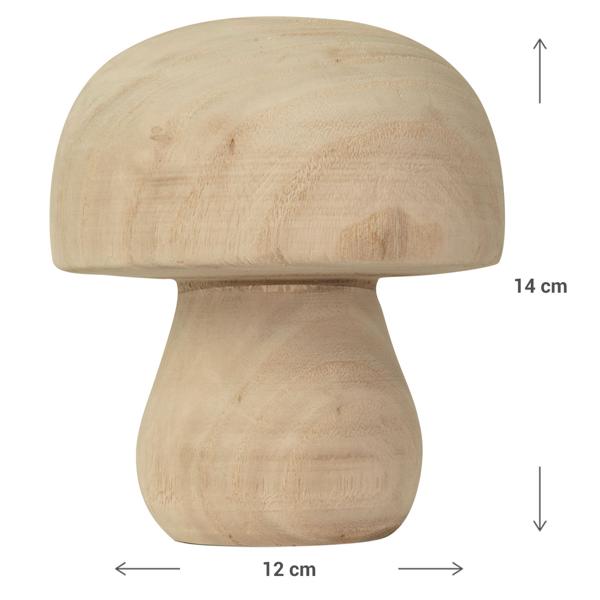 Deko Figur Pilz aus Paulowniaholz - Handgefertigt, hübsche Maserung, braun - Stimmungsvolle Holz Dekoration für Fenstersims & Tisch, 12x14cm