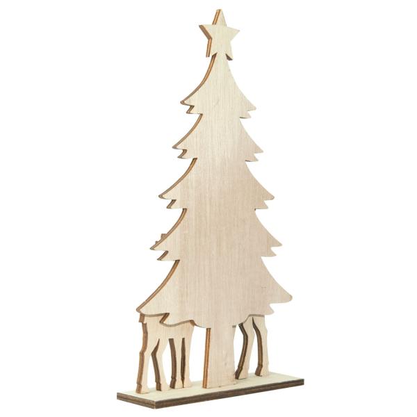 Weihnachtsdeko aus Holz - Tannenbaum & Rentier Set - 30cm hoch, braun, MDF - Rustikale Deko für Wohnzimmer, Schlafzimmer & Tisch - Hygienisch, langlebig