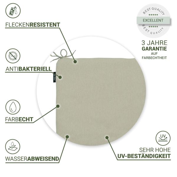 Outdoor-Sitzkissen Beige 40x40cm - Wasserabweisend UV-Schutz Recyceltes Material - Komfortable Polsterung Made in Europe Langlebig Robust