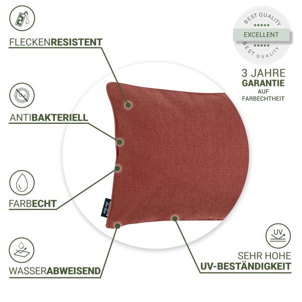 4er-Set Deko-Kissen - Wasserabweisendes Outdoorkissen terra - 50x30x10 cm - UV-Schutz - Recyceltes Material - Madison Ökostoff