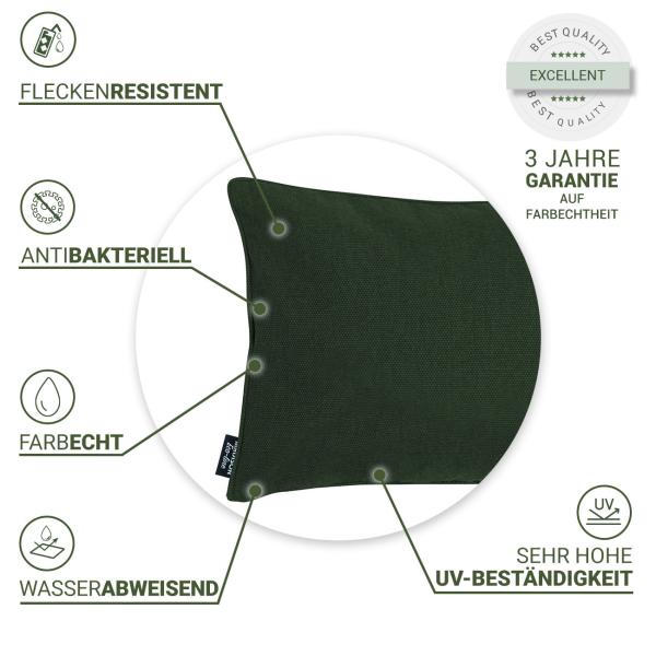 4er-Set Deko-Outdoorkissen Grün - Wasserabweisend, UV-Schutz, Antibakteriell - Aus recyceltem Material, 50x30x10 cm - Für Lounge, Garten & Sofa