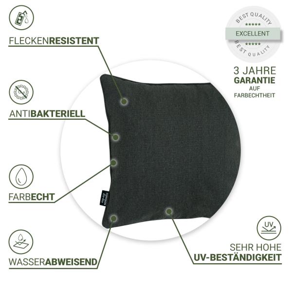 4er-Set Deko-Kissen Outdoor (Dunkelgrau, 50x50x10) - Wasserfest + UV-beständig - Hochwertig, für Lounge, Garten, Balkon - Komfort pur