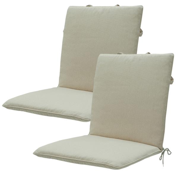 2er Gartenstuhl-Auflage Niederlehner - wasserabweisend, UV-Schutz, antibakteriell - beige, 97x49x6cm, 75% Baumwolle - Made in Europe