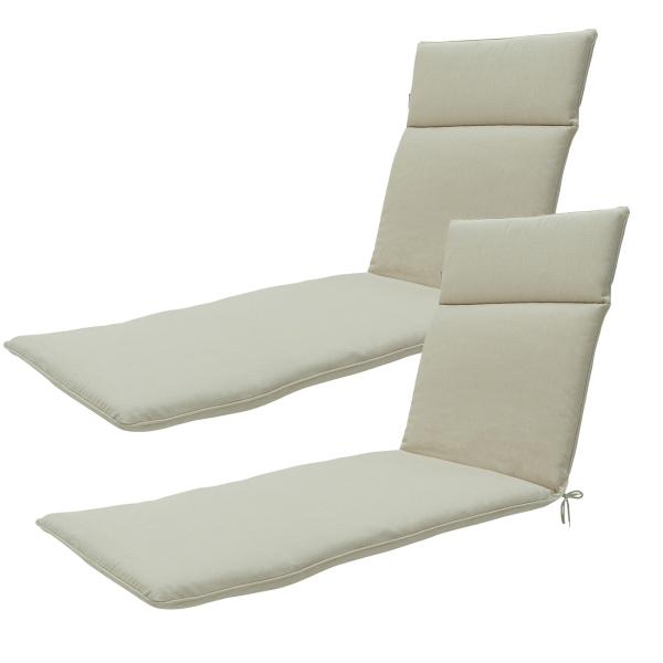 2er Premium Liegen-Auflage beige - Madison UV-Schutz wasserabweisend recycelt - 190x60cm Polsterauflage mit Bändchen - Made in Europe