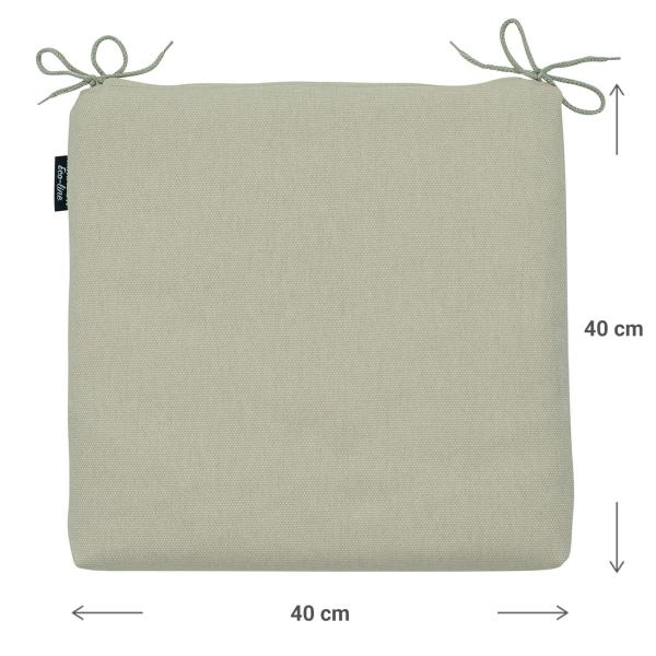 2er Outdoor-Sitzkissen Beige 40x40cm - Wasserabweisend, UV-Schutz, weiche Polsterung - Recyceltes Material, Bändchen, Made in Europe, 3 Jahre Garantie