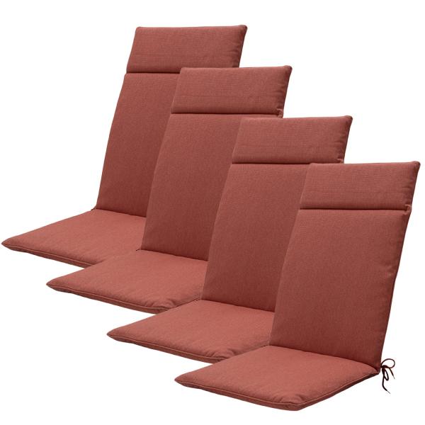 Gartenstuhlkissen 4er-Set für Hochlehner - UV-Schutz, wasserabweisend, bequem & robust - Terra 50x120cm - Recyceltes Material, 5cm Polsterung