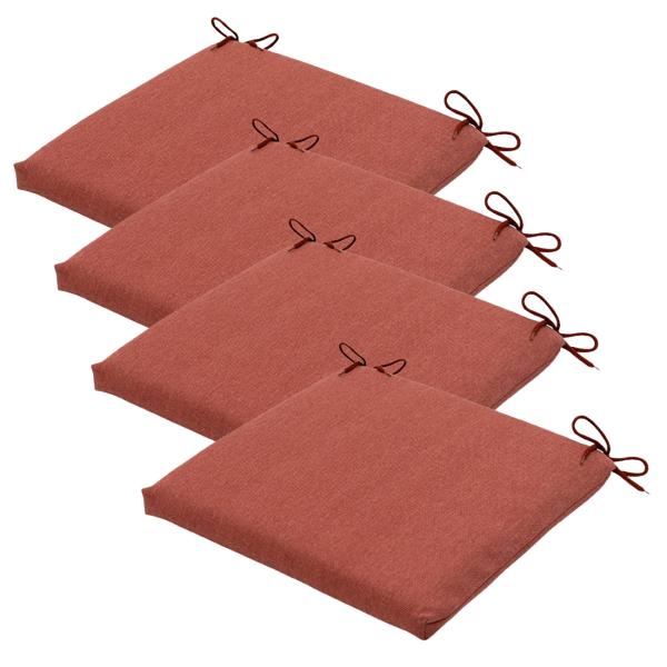 Stuhlkissen Outdoor 4er-Set - Wasserabweisend - Recyceltes Material - UV-Schutz - Antibakteriell - Terra - 40x40x5cm - Bändchen - Made in Europe