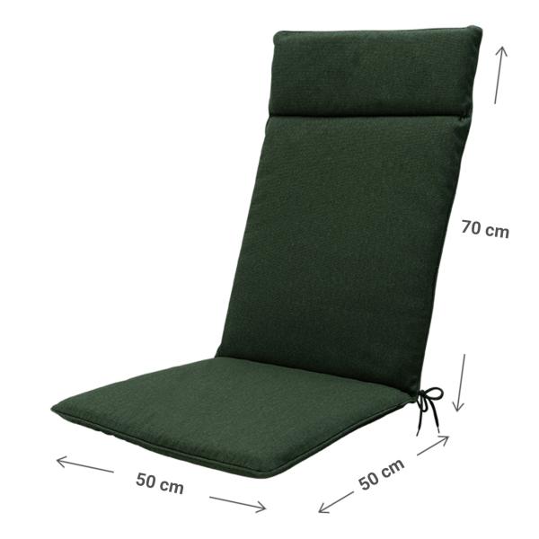 Hochlehner-Auflage 2er-Set - Gartenstuhlkissen wasserabweisend grün 120x50cm - UV-Schutz - Recyceltes Material, Bindebänder, Made in Europe