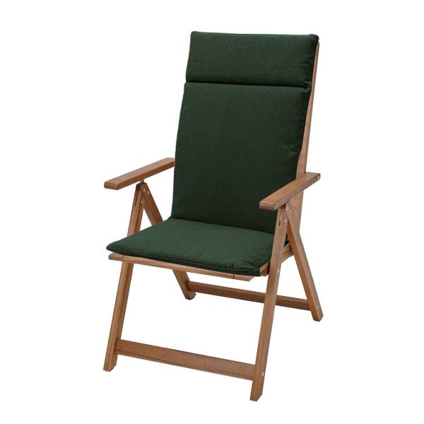 Hochlehner-Auflage 2er-Set - Gartenstuhlkissen wasserabweisend grün 120x50cm - UV-Schutz - Recyceltes Material, Bindebänder, Made in Europe