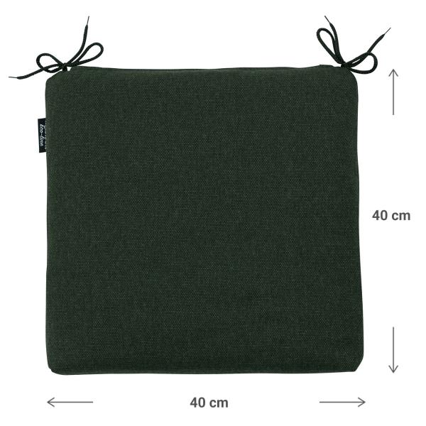 4er-Set Outdoor-Stuhlkissen Grün 40x40cm – Madison Ökostoff Recycelt - UV-Schutz - Wasserabweisend - Antibakteriell - Mit Bändchen - Made in Europe