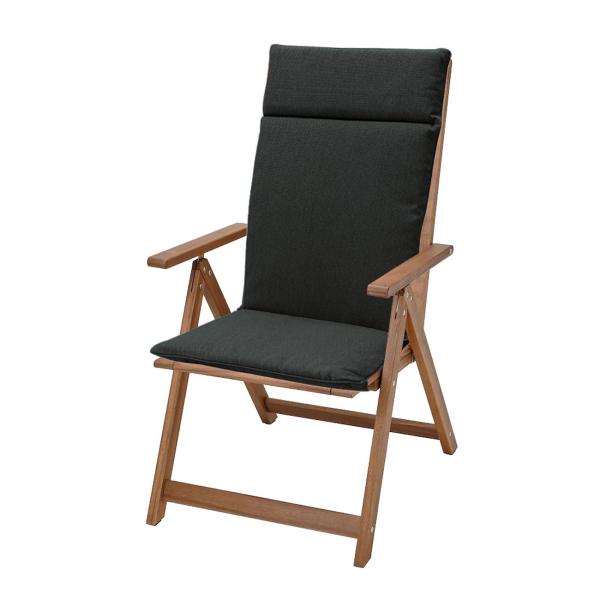 Gartenstuhl-Kissen 2er-Set - Komfortable Hochlehner-Auflage dunkelgrau 120x50cm - Wasserabweisend, UV-Schutz, Robust, Langlebig, Recycelt, Made in Europe