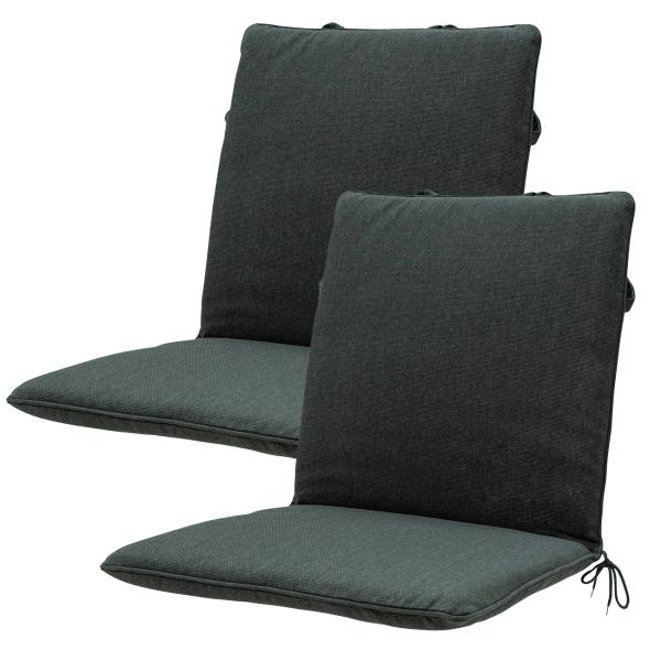 2er Gartenstuhl-Auflage - Wasserabweisend, UV-Schutz, Bequem & Langlebig für Niederlehner - Dunkelgrau, 97x49x6cm - Recyceltes Material, Made in Europe