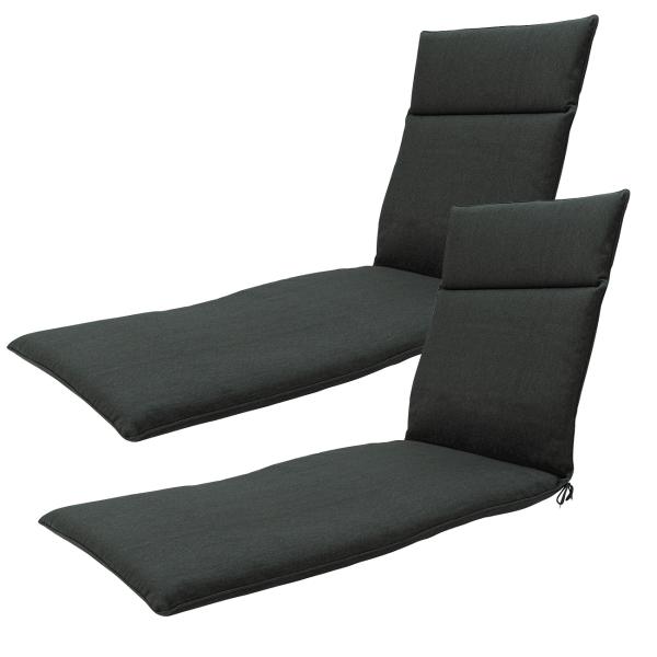 2er-Set Liegen-Auflagen Madison Ökostoffe dunkelgrau 190x60x6cm - Wasserabweisend, UV-Schutz, antibakteriell, recycelt - Inkl. Samentütchen, 3 Jahre Garantie