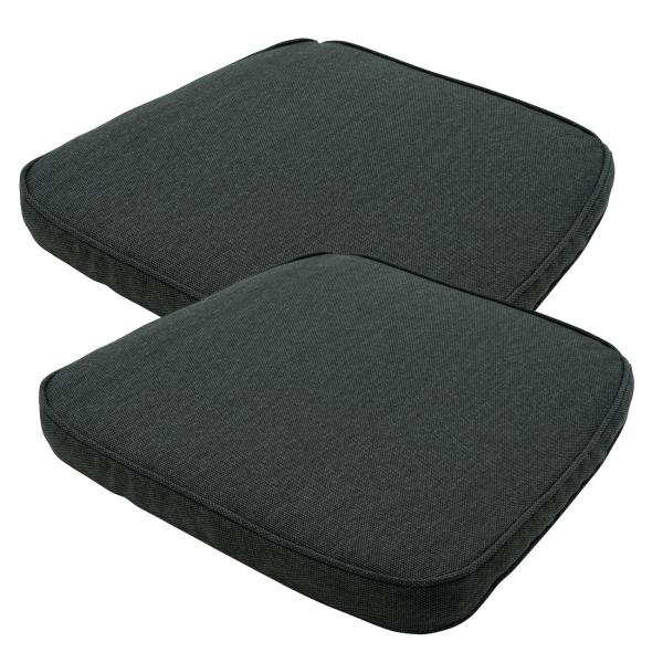 Stuhlkissen Outdoor 2er-Set - Madison® Sitzkissen dunkelgrau wasserabweisend - UV-Schutz - 48x48x7cm - Recyceltes Material, antibakteriell, Made in Europe
