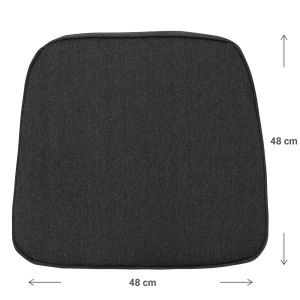 Stuhlkissen Outdoor 2er-Set - Madison® Sitzkissen dunkelgrau wasserabweisend - UV-Schutz - 48x48x7cm - Recyceltes Material, antibakteriell, Made in Europe