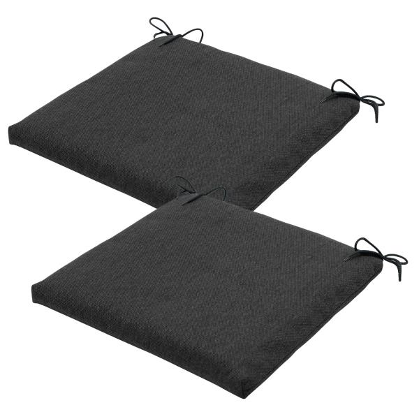 2er Outdoor Stuhlkissen Dunkelgrau 40x40cm - Wasserabweisend mit UV-Schutz & Bändchen - Madison Ökostoffe aus recyceltem Material - 3 Jahre Garantie