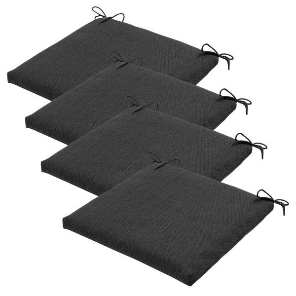 4er Outdoor Stuhlkissen Set Dunkelgrau 40x40cm - UV-Schutz - Wasserabweisend - Recyceltes Material - Für Garten- & Essstühle - Madison Ökostoffe