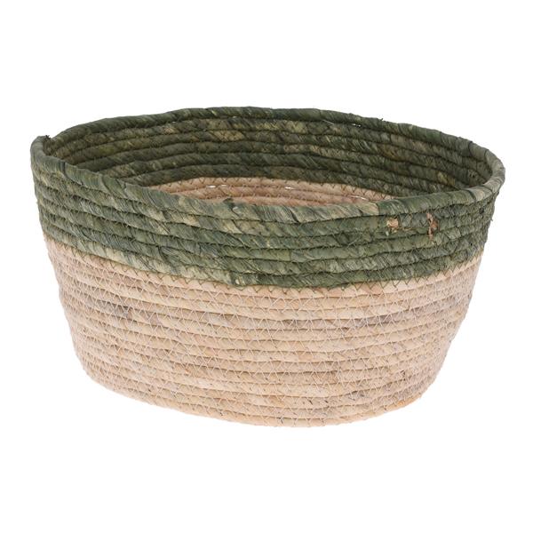 Geflochtene Aufbewahrungskörbe 3er-Set - Rund, Beige-Grün, Seegras - Ø 30x15cm, 26x11.5cm, 22x10cm - Für Bad, Küche, Büro, Deko - Praktische Ablage