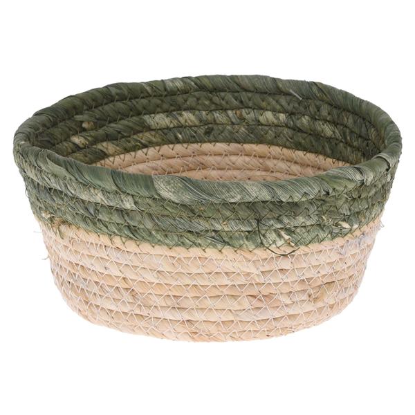 Geflochtene Aufbewahrungskörbe 3er-Set - Rund, Beige-Grün, Seegras - Ø 30x15cm, 26x11.5cm, 22x10cm - Für Bad, Küche, Büro, Deko - Praktische Ablage